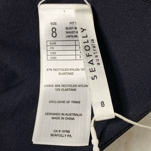 Seafolly bikini set string black NWT size large (bottom sz 10, top sz 8) - Picture 6 of 15